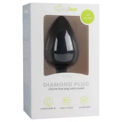   Easytoys Diamond - analni čep s bijelim kamenčićem - veliki - crni