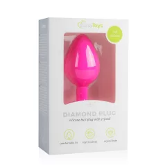   Easytoys Diamond - analni plug s bijelim kamenom - srednji - rozi