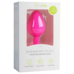   Easytoys Diamond - analni plug s bijelim kamenom - srednji - rozi