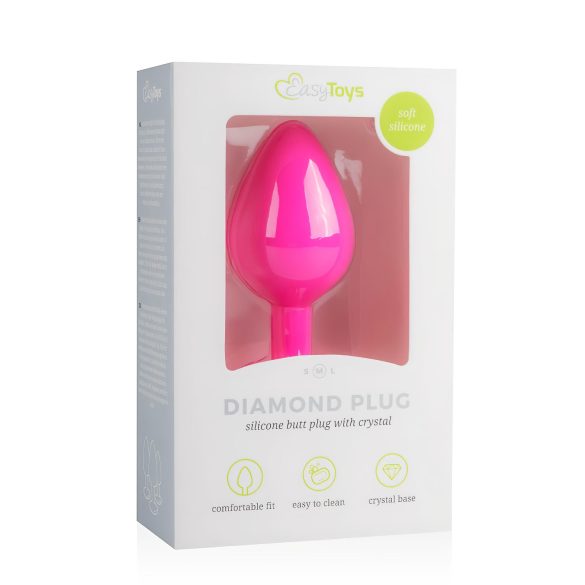 Easytoys Diamond - analni čep s bijelim draguljem (srednji) - roza