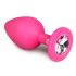 Easytoys Diamond - analni čep s bijelim draguljem (srednji) - roza