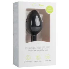   Easytoys Diamond - analni čep s bijelim kamenčićem - srednji - crni