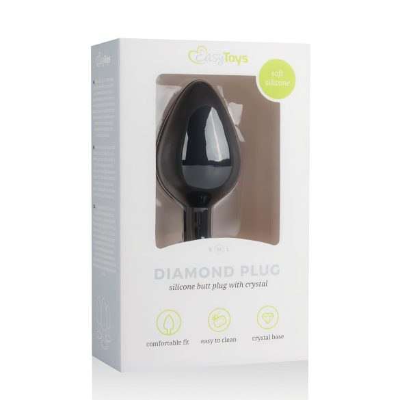 Easytoys Diamond - analni čep s bijelim dijamantom (srednji) - crni