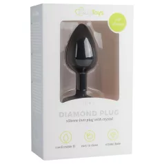   Easytoys Diamond - analni plug s bijelim kamenčićem - mali - crni