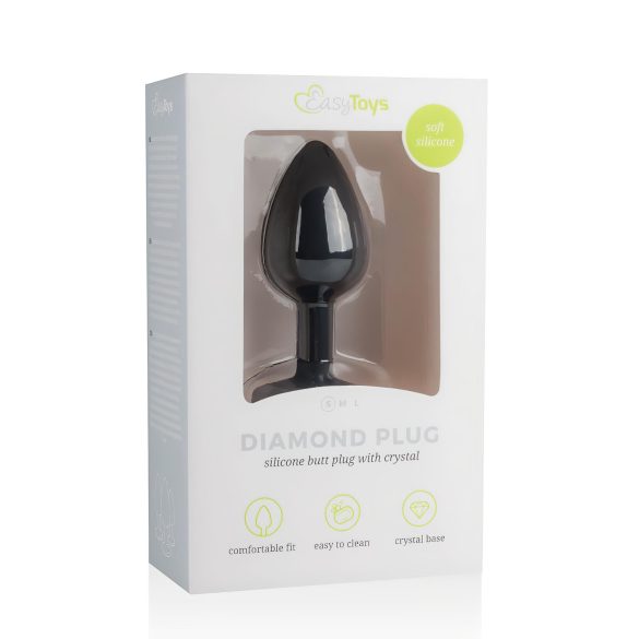 Easytoys Diamond - crni analni čep s bijelim kamenom (mali)
