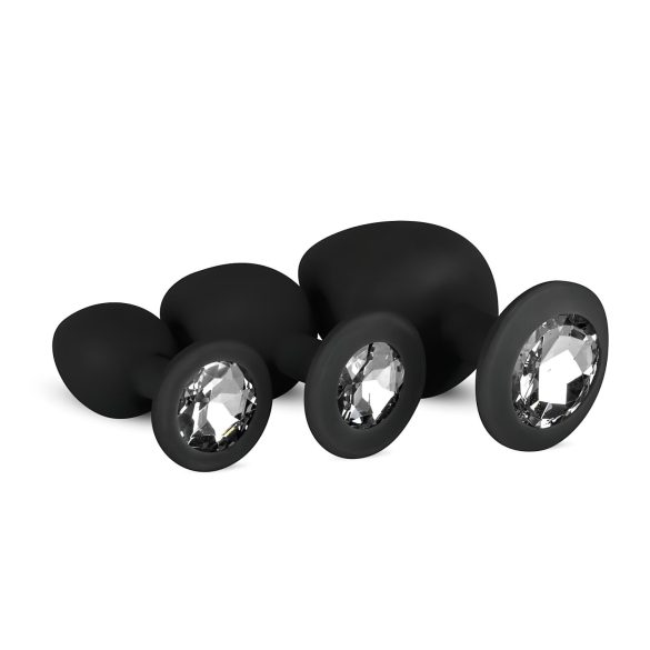 Easytoys Diamond - set analnih čepova (crni)