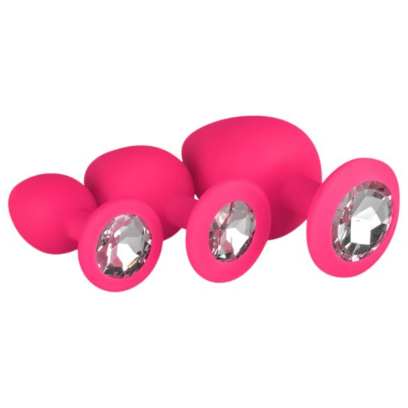 Easytoys Diamond - set analnih čepova (roza)