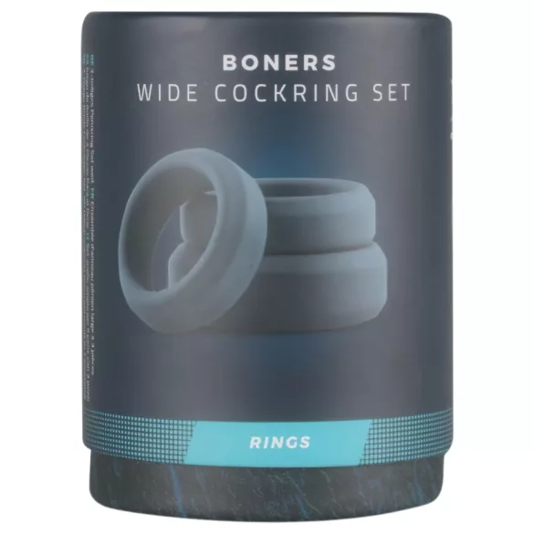 Boners - set silikonskih prstenova za penis - 3 komada - sivi