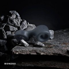   Boners Get Rock Hard - prsten za penis i prsten za testise (sivo)