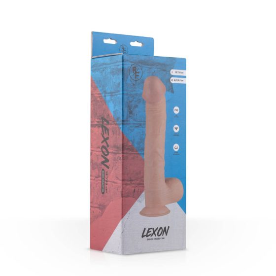 Real Fantasy Lexon - realističan dildo s ljepljivim potplatima, testisi (33 cm) - prirodni
