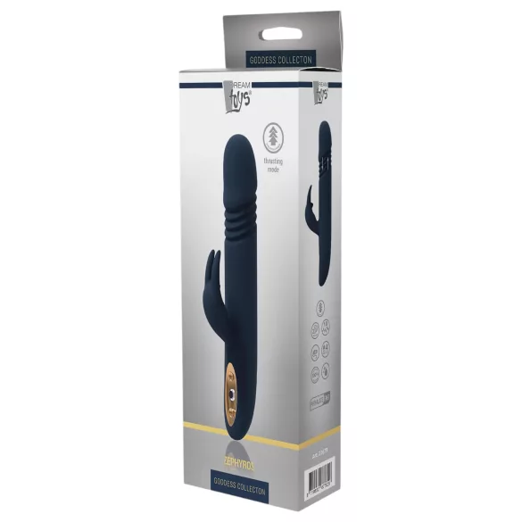 Goddess Zephyros - vibrator s klitoralnim nastavkom, vodootporan, plavi