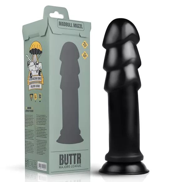 BUTTR Madbull Muzzl - dildo s vakuumskim podnožjem - crni