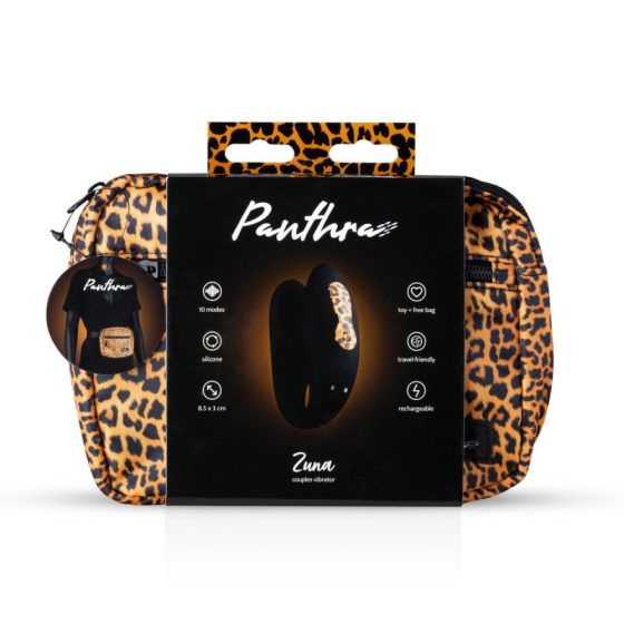 Panthra Zuna - punjivi, vodootporni vibrator za par (leopard-crni)