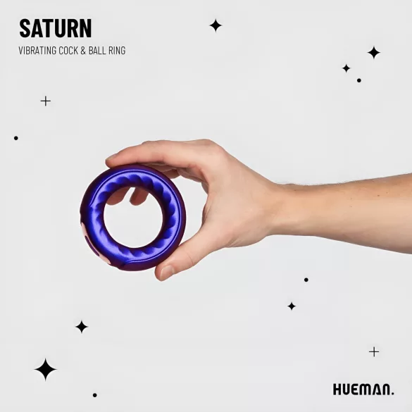 Hueman Saturn - vibrirajući penis prsten na punjenje - vodootporan - ljubičasti