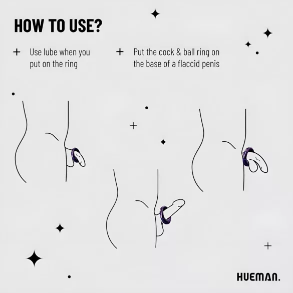 Hueman Saturn - vibrirajući penis prsten na punjenje - vodootporan - ljubičasti