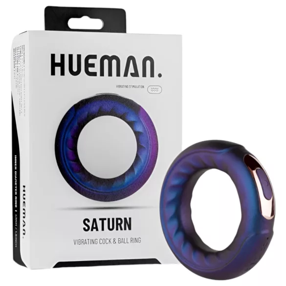 Hueman Saturn - vibrirajući penis prsten na punjenje - vodootporan - ljubičasti