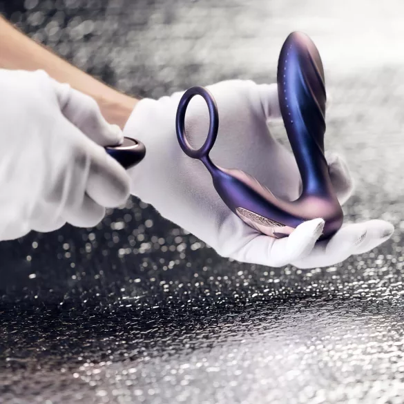 Hueman Black Hole - analni vibrator s radio upravljanjem i penis prstenom