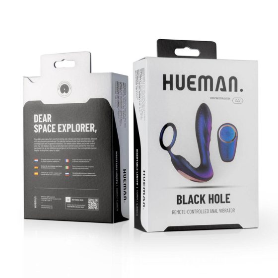 Hueman Black Hole - bežični, radio analni vibrator s prstenom za penis (ljubičasti)
