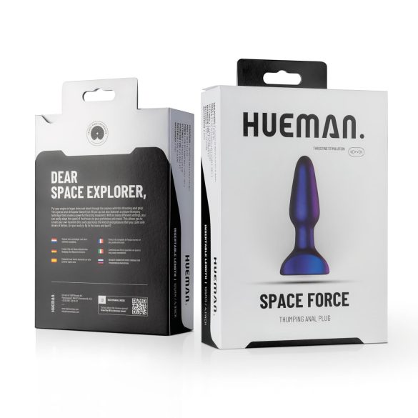 Hueman Space Force - vodootporni analni vibrator s potiskom - ljubičasti