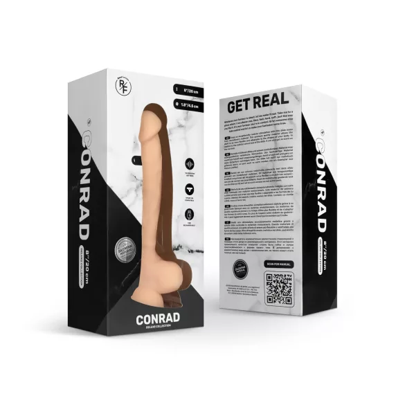 Real Fantasy Conrad - vibrátor s vakuumskom bazom - 20 cm - natur boja