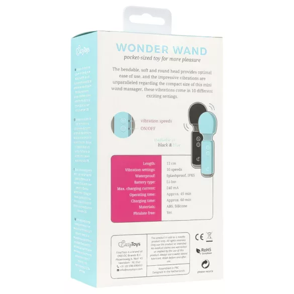 Easytoys Wonder Wand - mini masažer vibrator na punjenje - crni