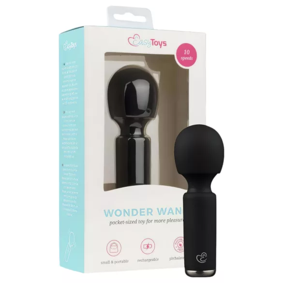 Easytoys Wonder Wand - mini masažer vibrator na punjenje - crni
