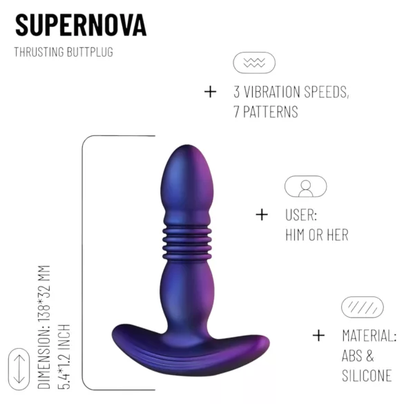 Hueman Supernova - potisni analni vibrator (ljubičasti)