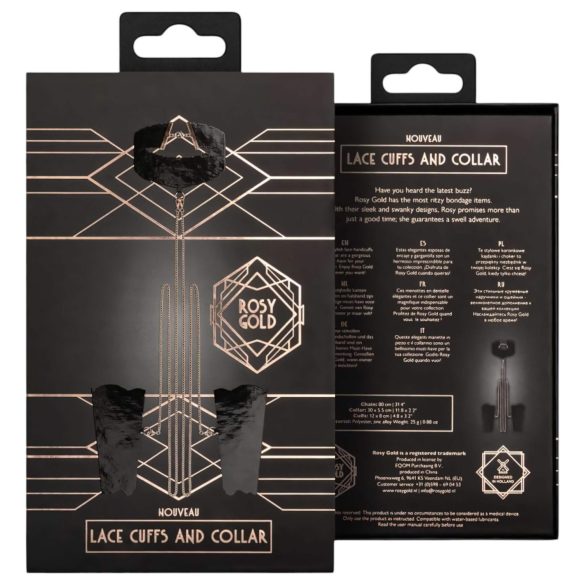 Rosy Gold - ogrlica i lisice za zapešća - crna