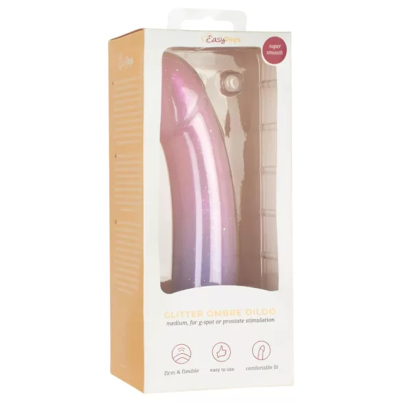 EasyToys - dildo sa šljokicama - 19 cm - roza