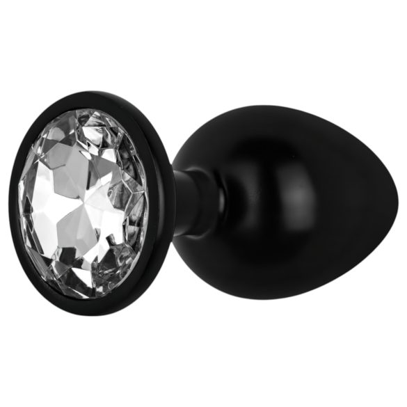 / Easytoys Anal Collection - metalni analni čep s kamenom - M (crna)