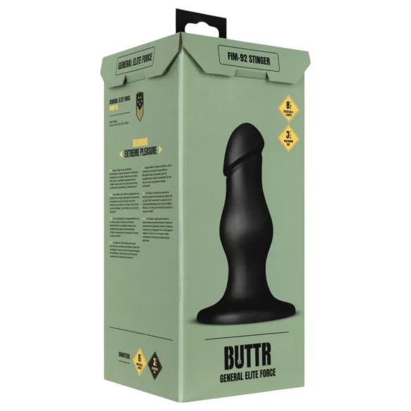 BUTTR FIM-92 - analni dildo s vakuumskom čašom - crni