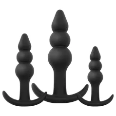 EasyToys - set analnih čepova s kuglicama - 3 komada - crna