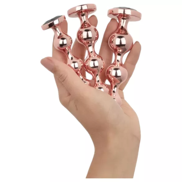 Rosy Gold - analni dildo set - ružičasto zlatna boja