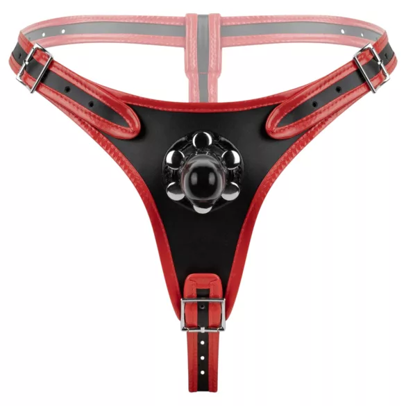 Easytoys - strap-on gaćice s trostrukim dildom - crne