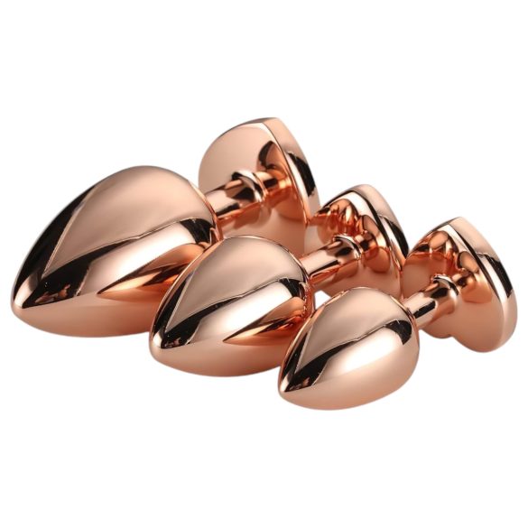 Sjajna Ljubav - set analnih čepova u obliku srca - rosegold (3 dijela)