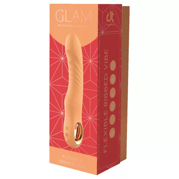 Glam - savitljivi rebrasti vibrator (breskvaste boje)