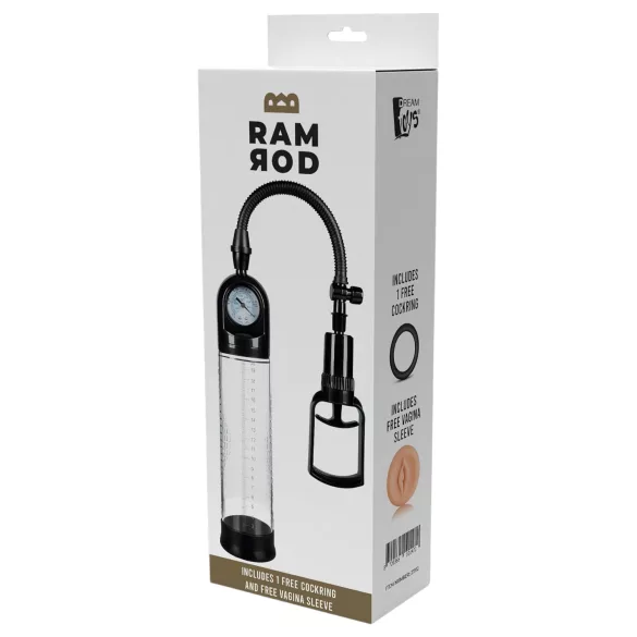 Ramrod Deluxe - penis pumpa s manometrom - prozirna