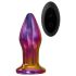 Glamour Glass - konični, stakleni analni vibrator s radiom (šareni)
