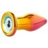 Glamour Glass - konični, stakleni analni vibrator s radiom (šareni)