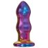 Glamour Glass - radio stakleni analni vibrator - valoviti (šareni)