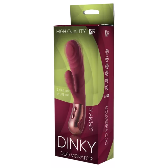 Dinky Jimmy K. Duo - vibrator s klitoralnim nastavkom na baterije - crveni