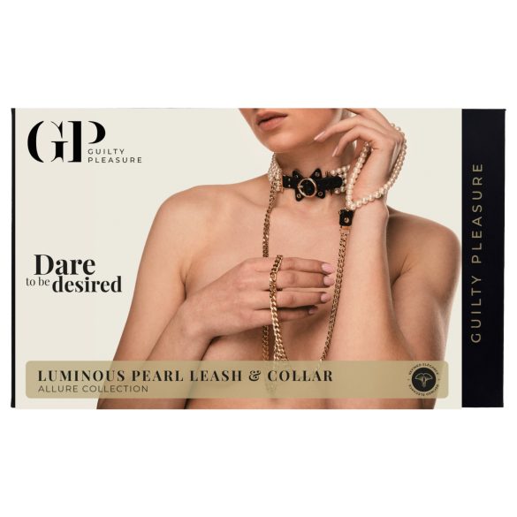 Allure - ogrlica s perlama i povodcem - crna