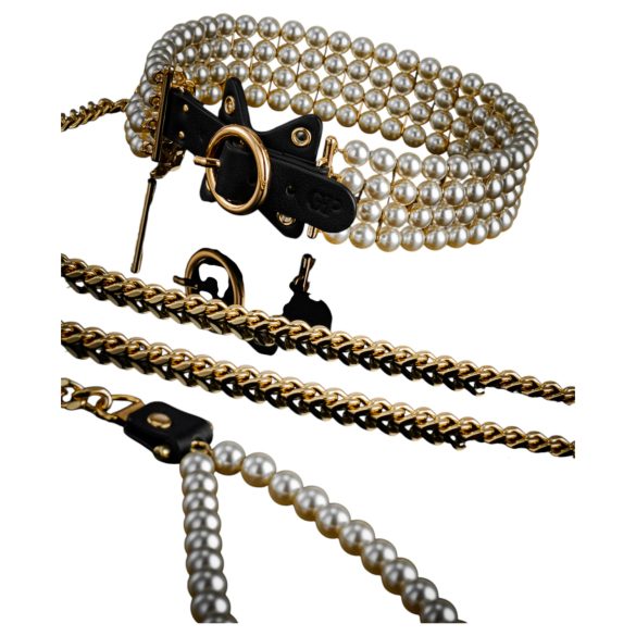 Allure - ogrlica s perlama i povodcem - crna