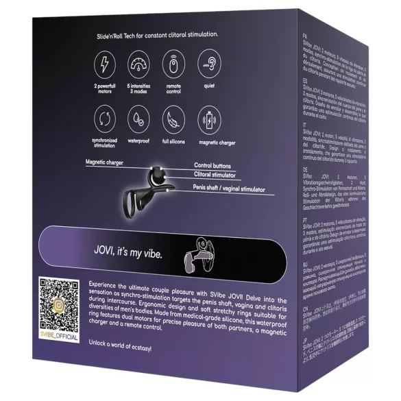 Snail Vibe Jovi - vibrator za parove i penis prsten - crna