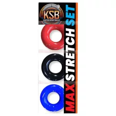   Kiotos Max-Stretch - rastezljivi set prstenova za penis (crna/crvena/plava)