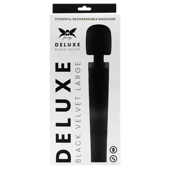 Pixey Deluxe Black Velvet - čarobni štapić vibrator L (crni)