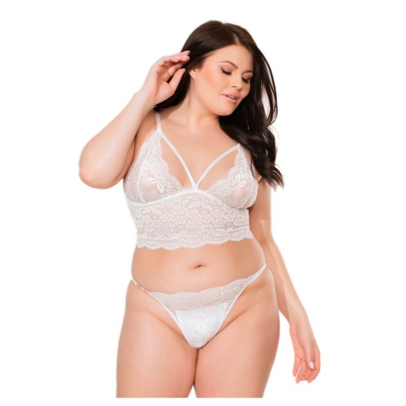 Coquette - čipkasti donji veš set - bijela (XL)