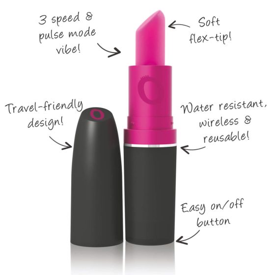 Screaming Lipstick - vibrator za ruž (crno-roza)