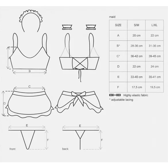 Obsessive Maid - kostim sobarice set - 5 dijelova