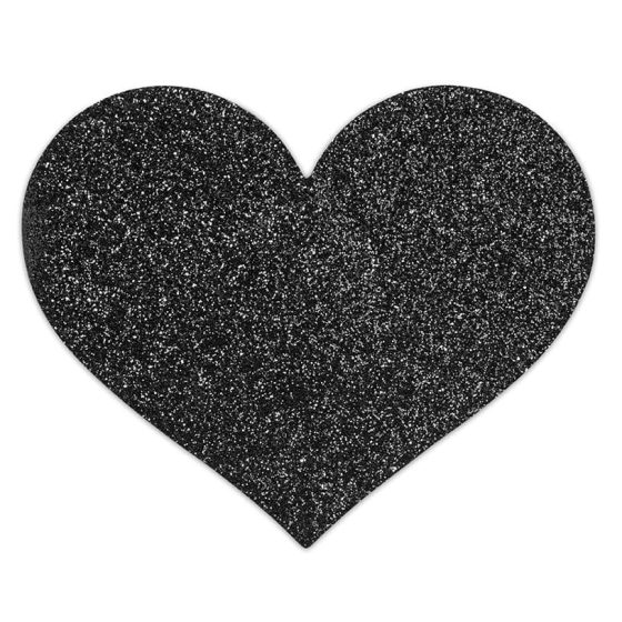 Bijoux Indiscrets Flash - sjajna naljepnica za bradavice u obliku srca (crna)